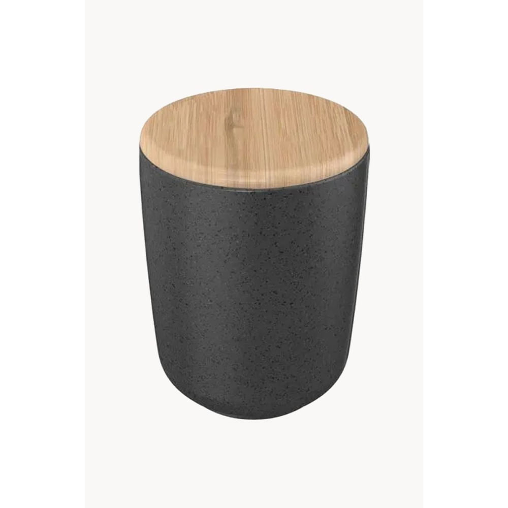 Porta Algodao com Tampa Osaka Preto Marmorizado Martiplast - OU.jpg